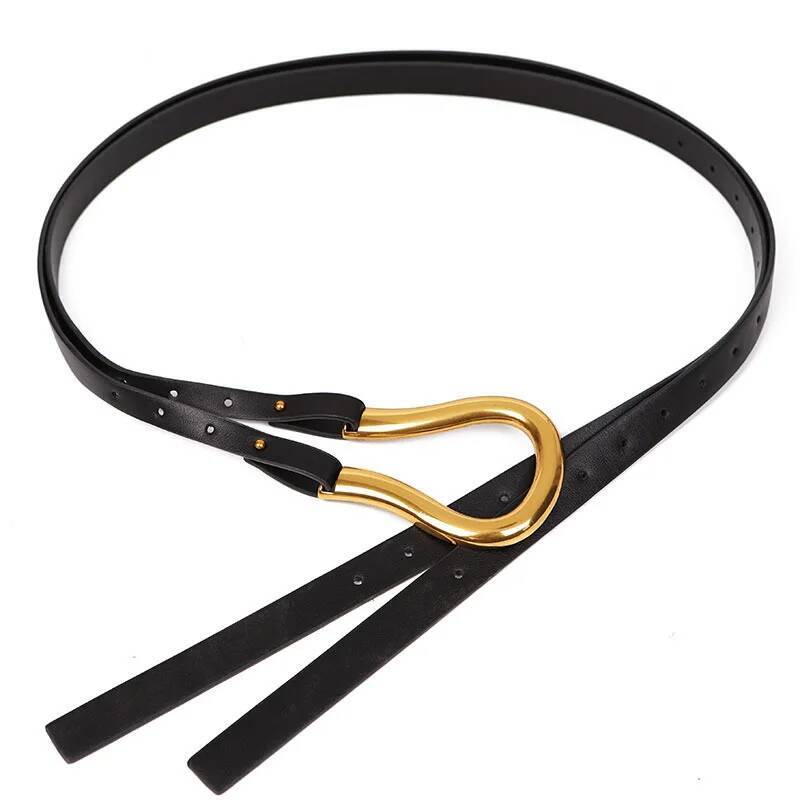 Fashion Woman High Quality Casual Light Horseshoe Buckle Large U-shaped Personality Curve Designer Belt Women LB2237