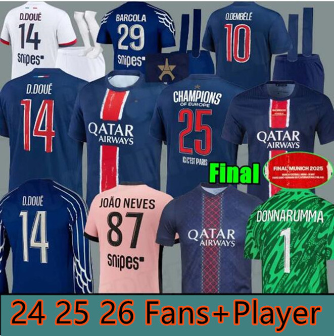 2024 2025 2026 maillot de foot Kvaratskhelia soccer jerseys 4th JOAO NEVES HAKIMI football shirt mens kids kit 24 25 26 hommes BARCOLA Zaire-Emery O.Dembele PARIS