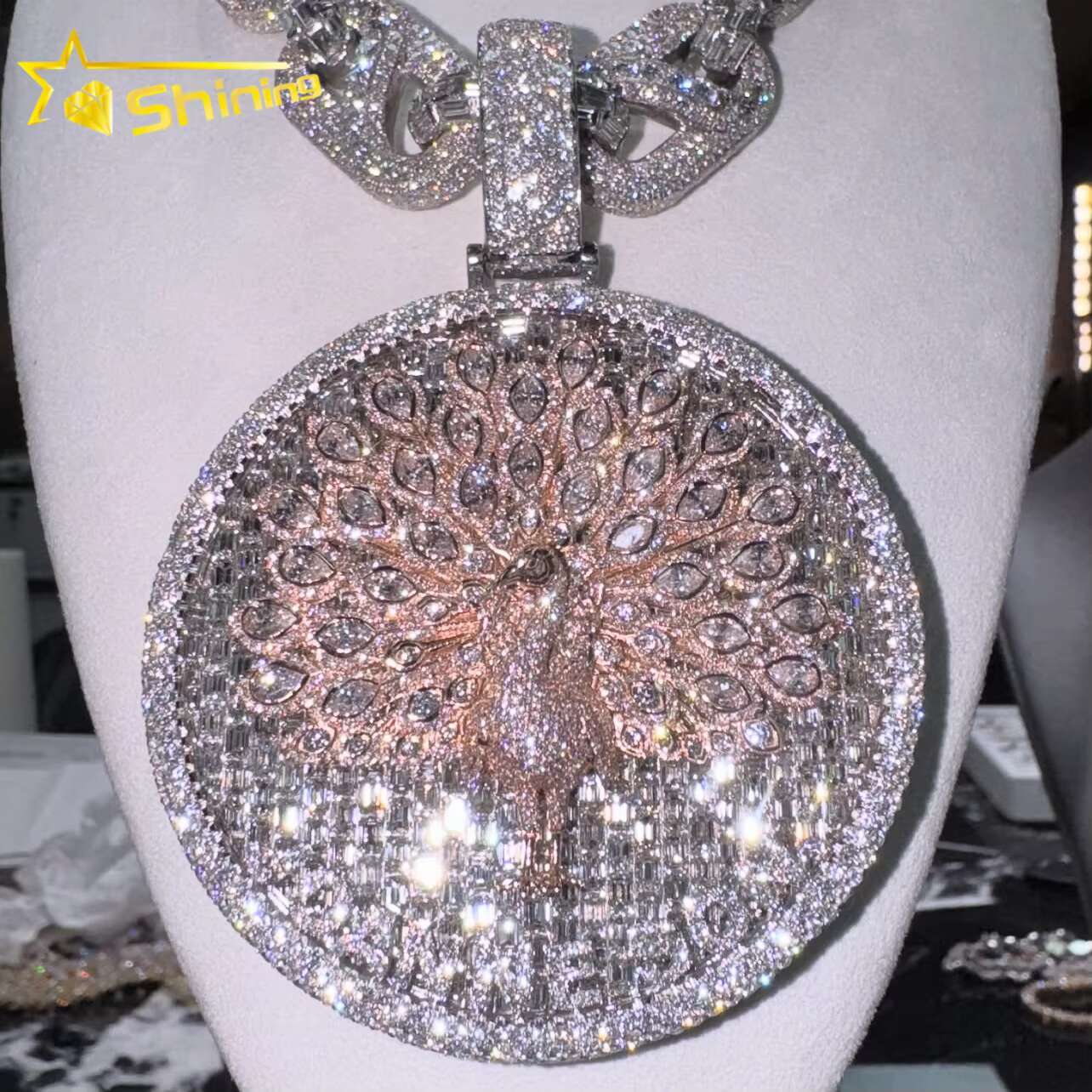 2Inch 2.5Inch 3Inch Iced Out Moissanite Diamond Circle Pendant For Men Hip Hop Moissanite Pendant