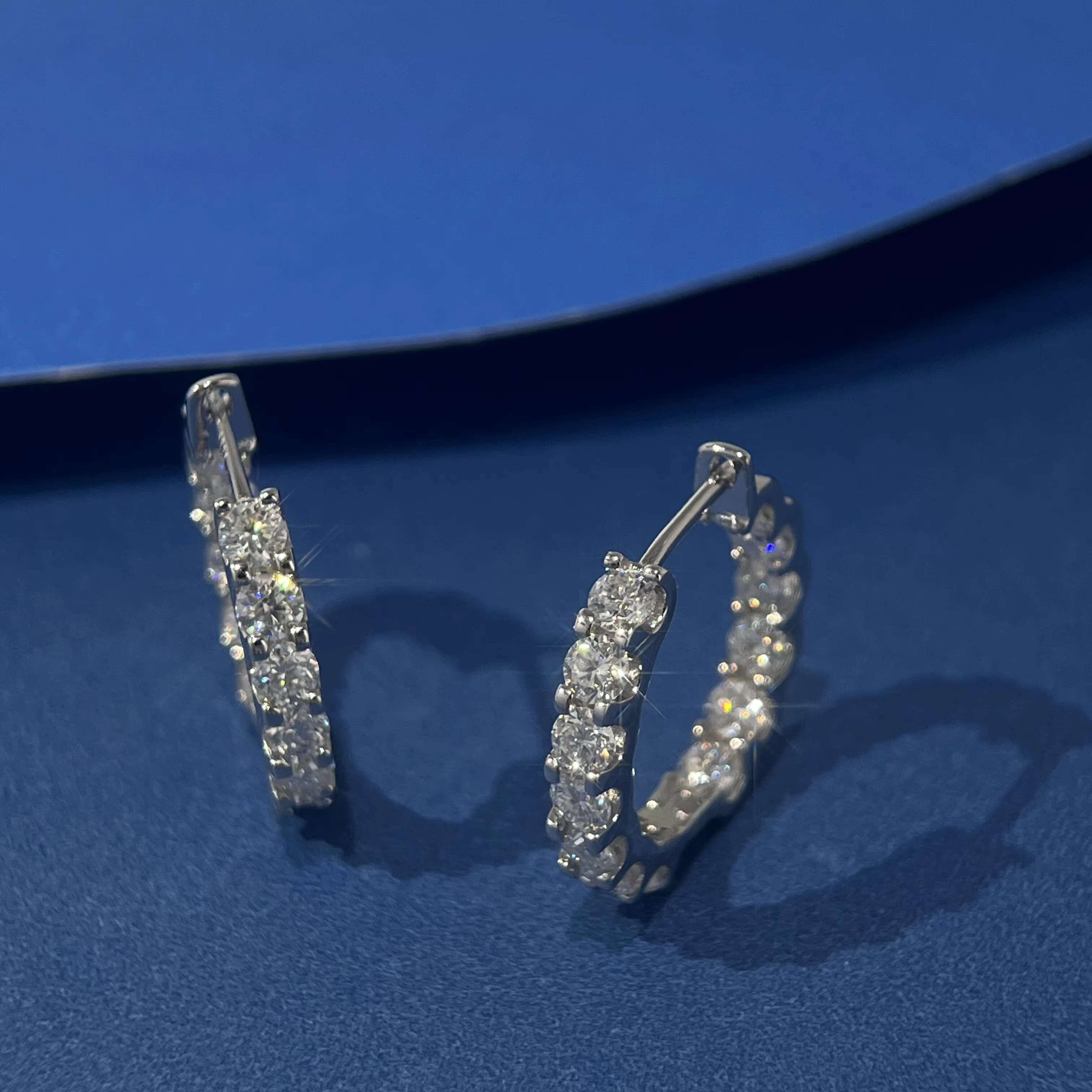 Hip Hop 0.1Ct*26Pcs Iced Cut Halo Full Moissanite Diamond Hoop Earring for Women Real S925 Silver Jewelry With Gra Certificate