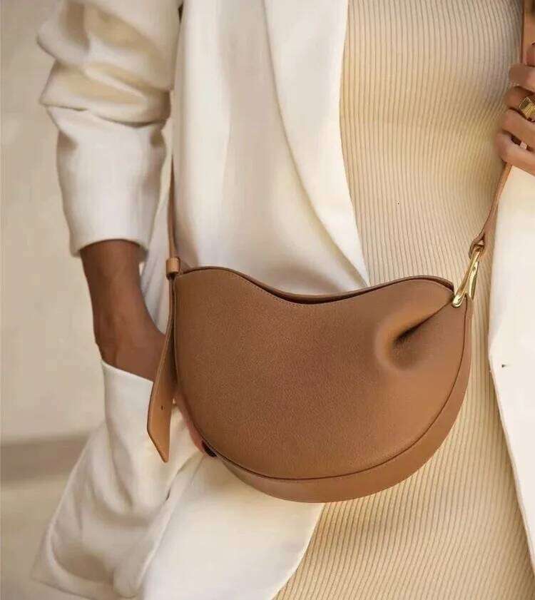 2025Fashion Earth Tone Collection Pu Leather Shoulder Ladies French Niche Hundreds Lunchbox Handbag Tote Bag