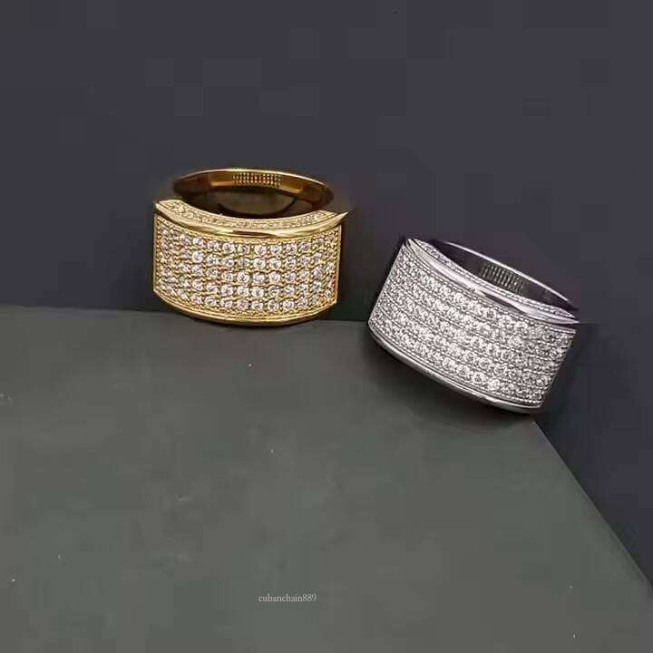 10 K Solid Gold / Sier Plated Men's Engagement & Wedding Ring Round Cut Moissanite Dia Custom Iced for Party jewellery