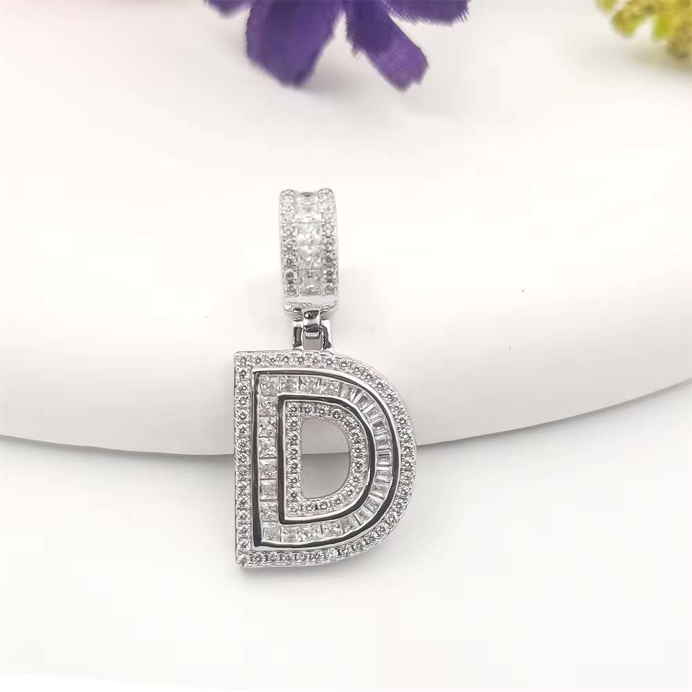 Custom Hip Hop Jewelry Letter Charms 925 Sterling Silver Baggett Zircon Moissanite Diamond Pendant Men 26 Letter Jewelry