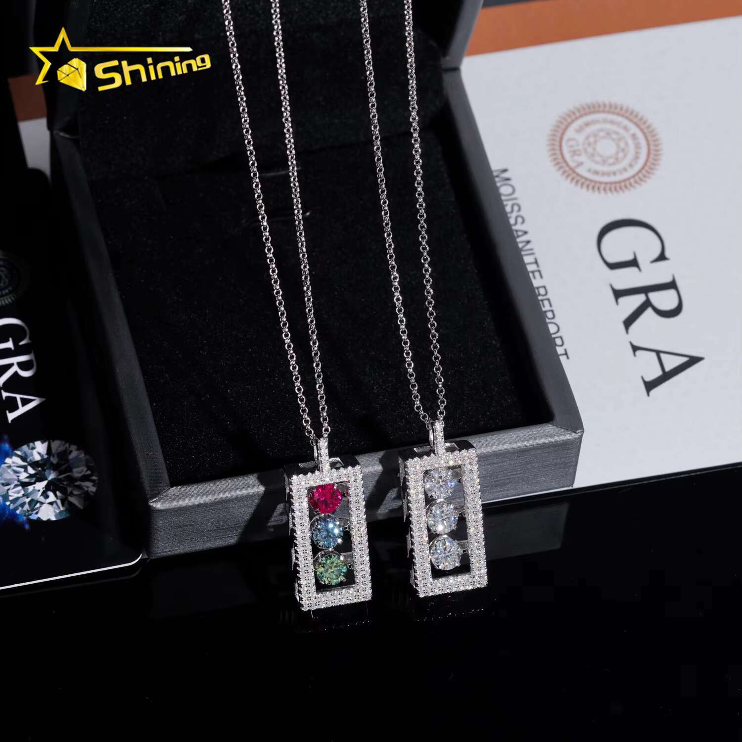 Men Hip Hop Jewelry Pass Diamond Tester Gold Plated Real 925 Silver Trafic Sign Iced Out VVS Custom Moissanite Pendant