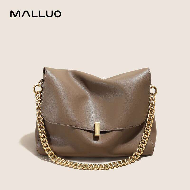 Women Large Korean Cow Flap Shoulder Chain Bag Solid Designer luxury bag Female Crossbody Handbag Messenger