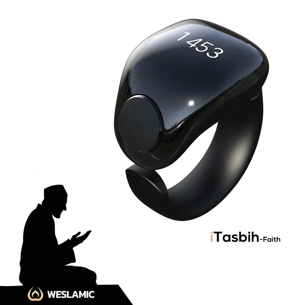 Muslim Gift Smart Electronic Counter 4 Digit Tasbeeh Tasbih Zikr Ring Waterproof Tasbih Counter Interchangeable Rings 18/20/22mm 250526