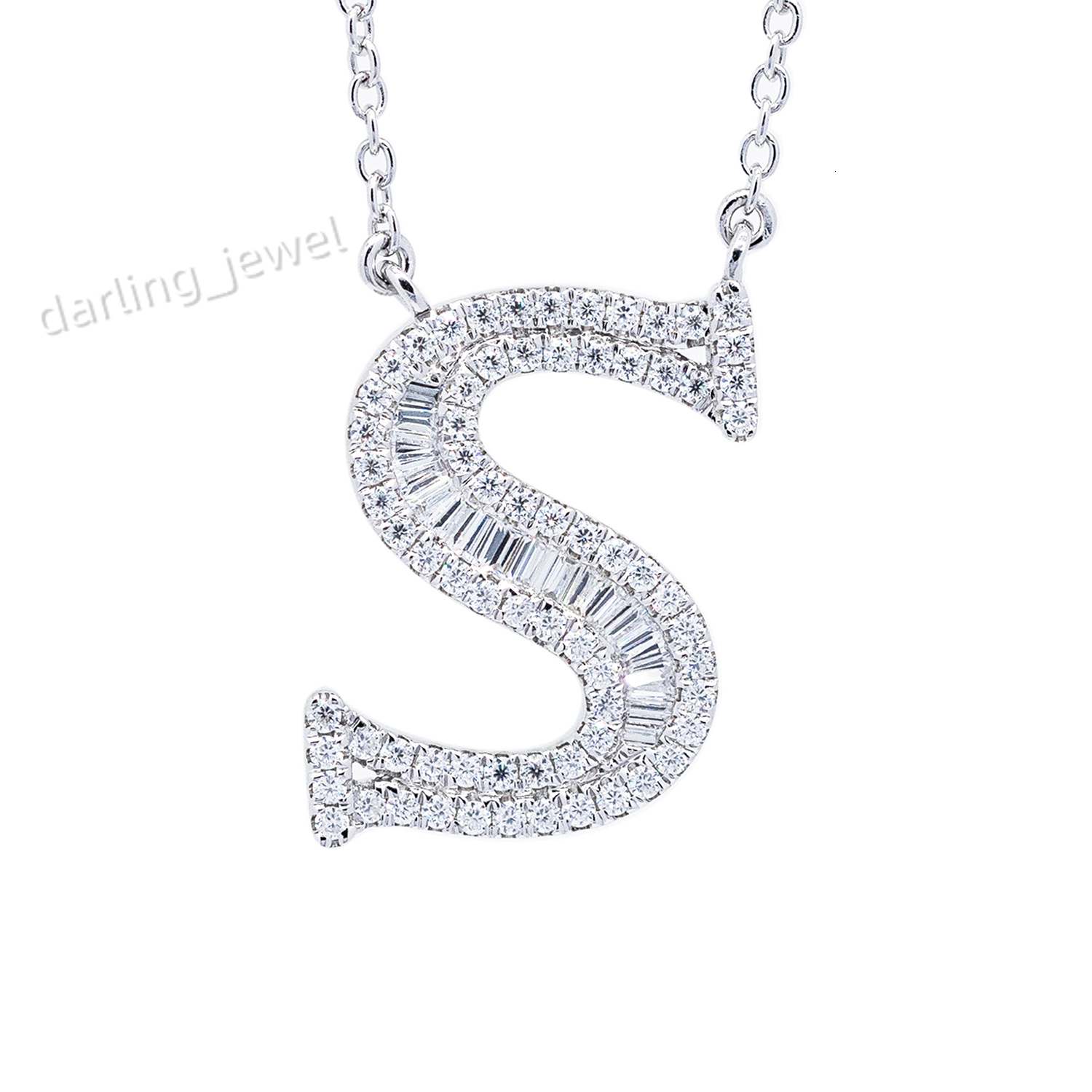 Hand-set Moissanite Diamond Letter S Pendant S925 10K 14K Initial Necklace Wholesale Factory Custimization Moissanite Jewelry