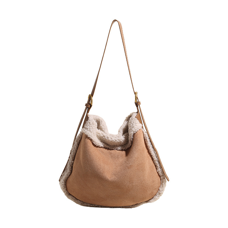 Autumn Winter Free Shipping New Large Designer Handbag Capacity Single Shoulder Furry Bag For Work Commute Women's Bag Korean Style Ins Shopping 