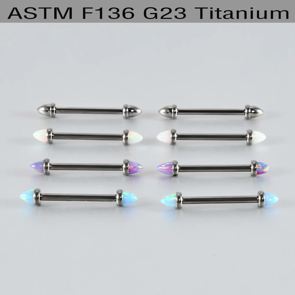 1-2-8PCS Cone Opal Spike Implant Alloy Nipple Barbell Ring Internal Thread 18K Gold Plated 14G nipple Piercing Jewelry 250526