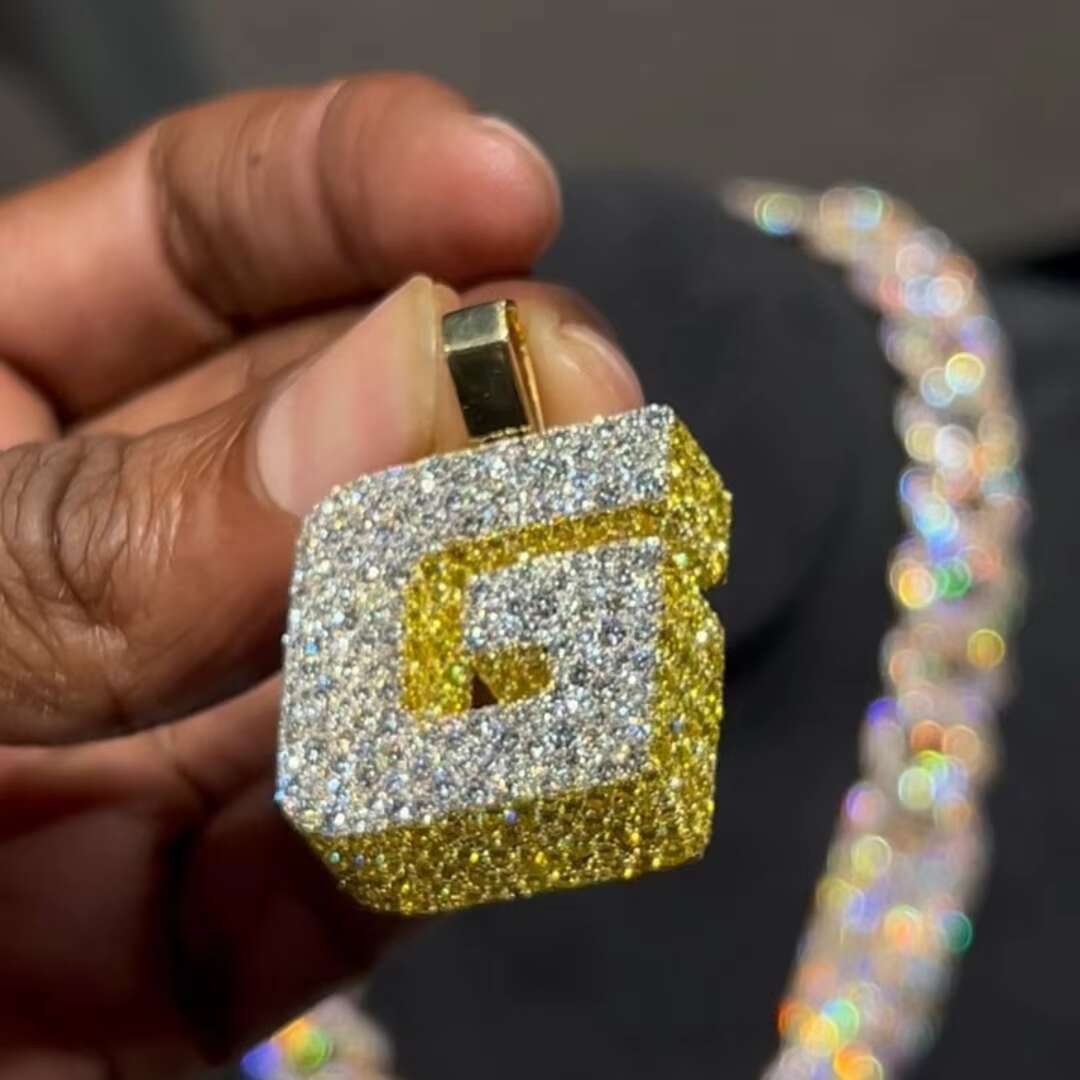 Medal S925 Sterling Silver 14K Gold Plated Letter Custom Hip Hop Pendant Rapper Jewelry Iced Out Pendants