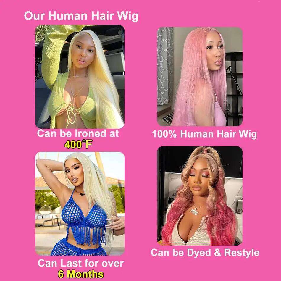 613 Blonde HD Front Brazilian Straight Human Hair For Women Transparent 13x6 Lace Frontal Wigs
