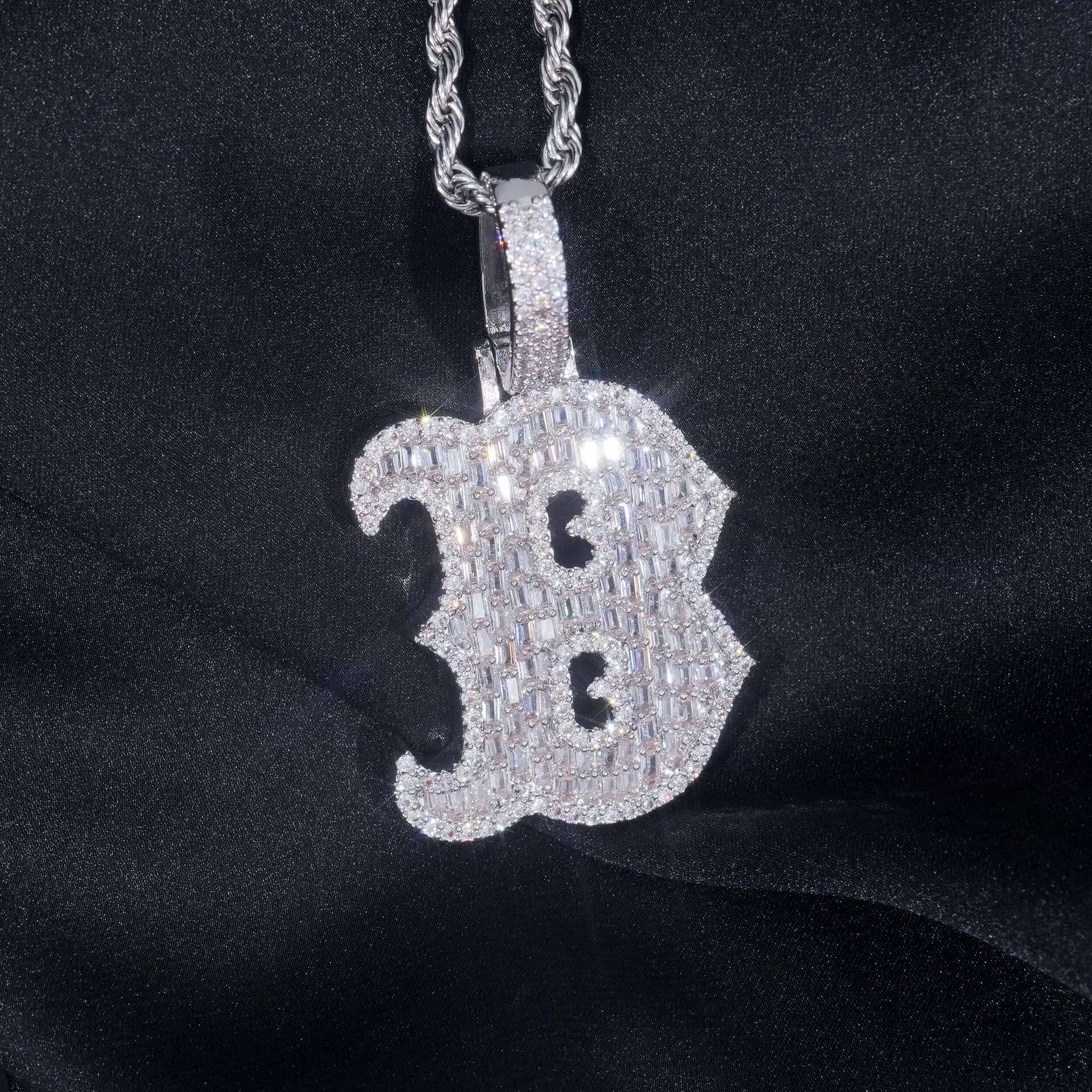 S925 Silver VVS Moissanite Letter Pendant Elegant Necklaces With Dazzling Moissanite Stones