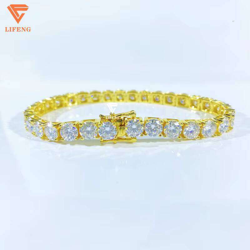 Lifeng Jewelry 6mm D VVS Moissanite Tennis Chain Iced out Hiphop Gold Plated Sier Dia Men Women Bracelet
