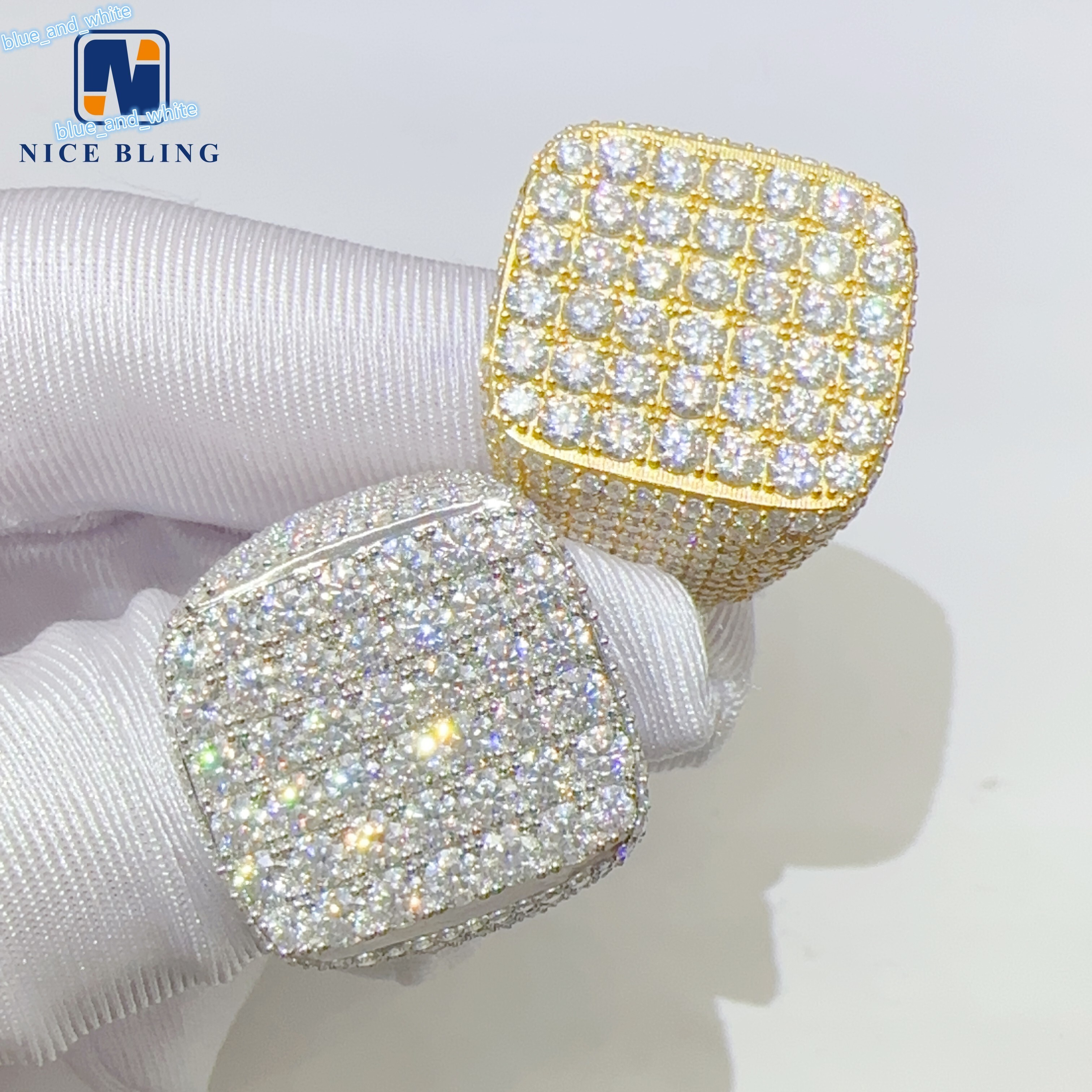 Pass Diamond Tester Hip Hop Jewelry Men square Shape Engagement Rings 925 Sterling Silver Vvs Moissanite Diamond Ring