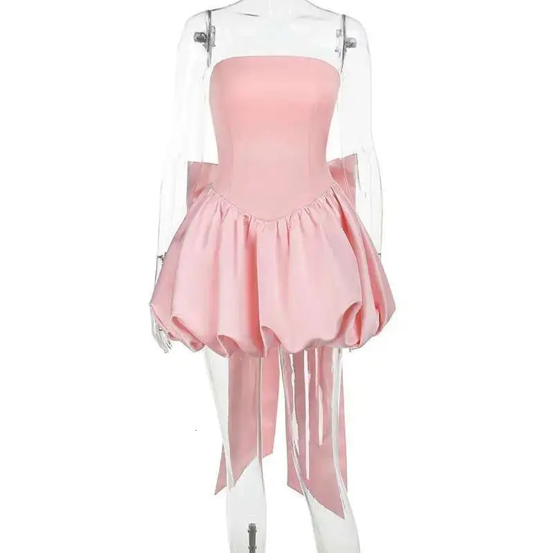 Townlike Bow Backless Sexy Party Dress Women Mini Spring Summer Dress Waist Wrap A-line Ball Gown Dresses 250527