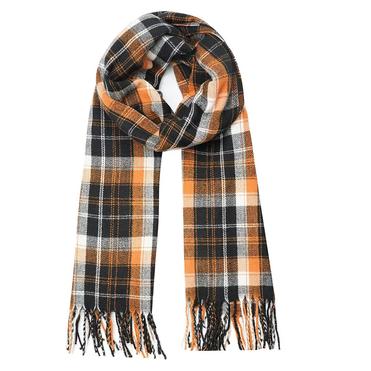 T858 New Warm Fashion Plaid Acrylic Woven Scarf Unisex