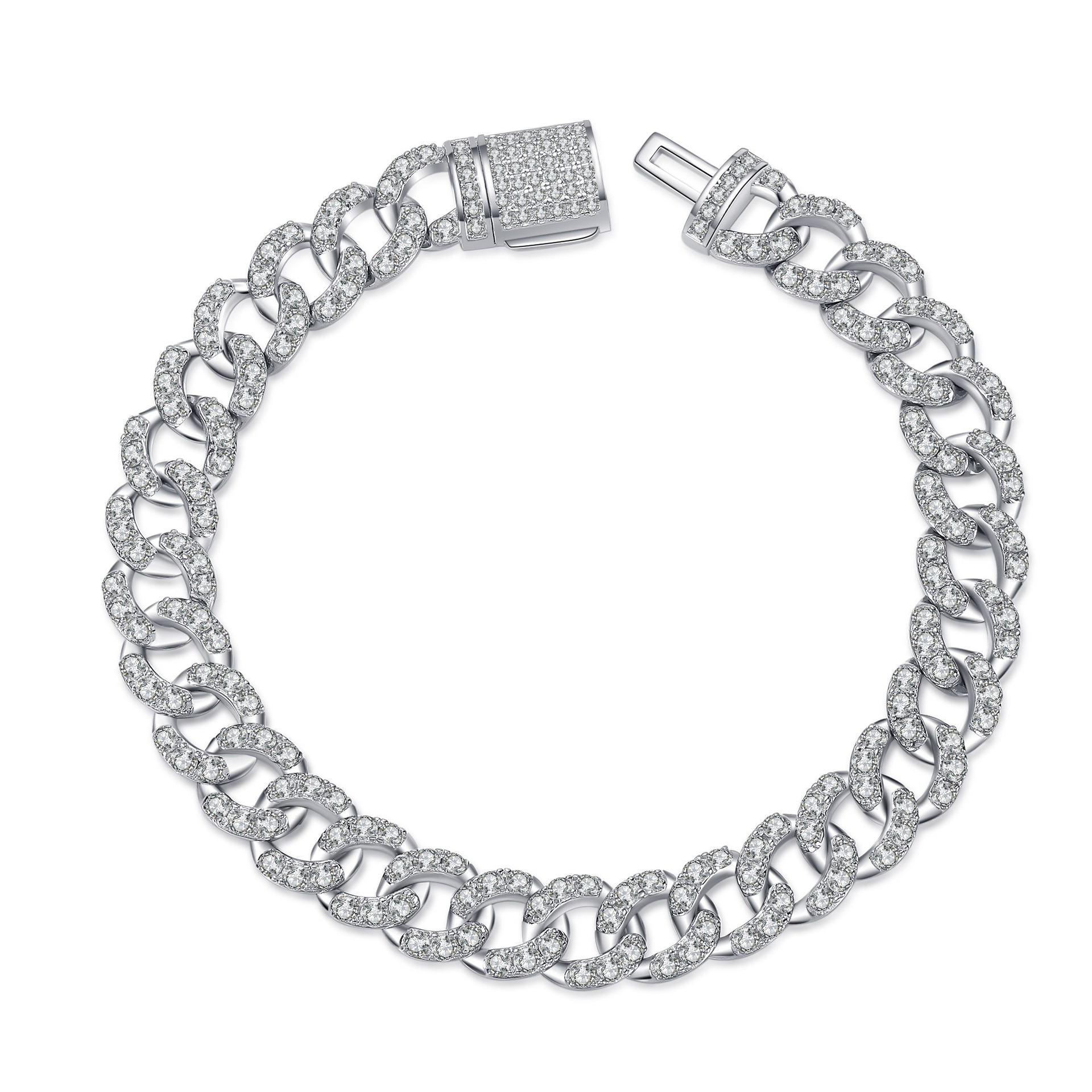 925 Sterling Silver Moissanite Bracelet for Couples, Adjustable, Platinum-Plated, Luxury Handcrafted Jewelry for Men and Women, Perfect for Gifts