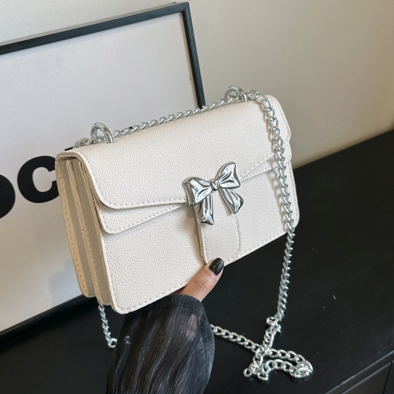 Free Shipping Designer Bag 2025 Shoulder Crossbody Small Square New Pattern Chain Bag Versatile Trendy And Fashionable Bow Bag For Women