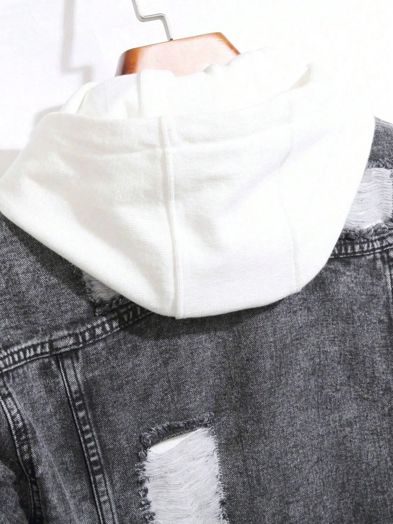 1PC Mens casual selling black distressed stoashed flight jacket daily American street fashion denim 250530