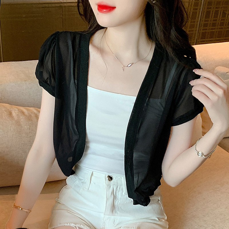 K890 2024 summer new style small shawl summer versatile thin sun protection chiffon shawl coat ladies summer waistcoat cardigan