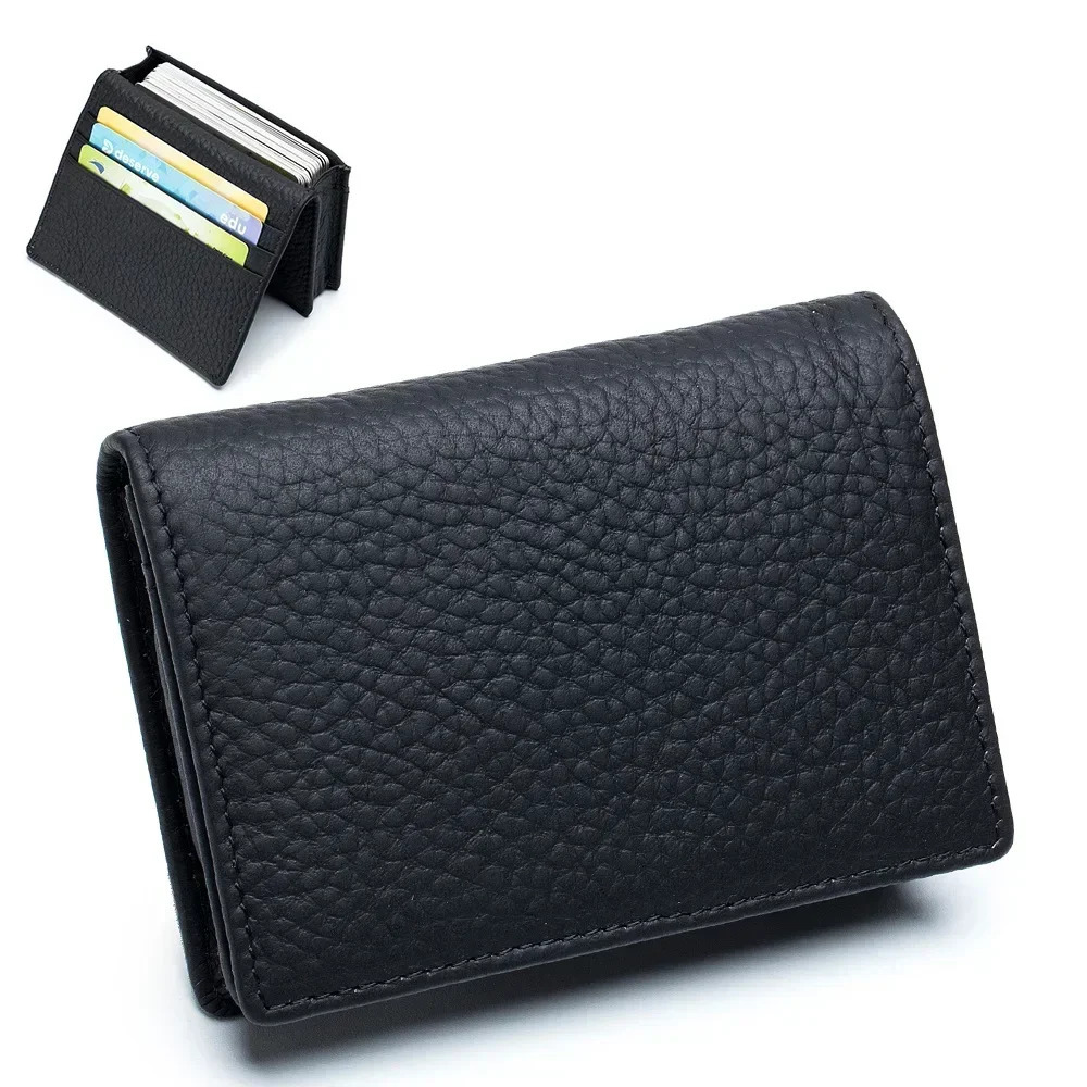 Genuine Leather Women Wallet Card Holder Small Purse Large Capacity Men Women Bank Business Credit Card Holder Wallet Case 250528