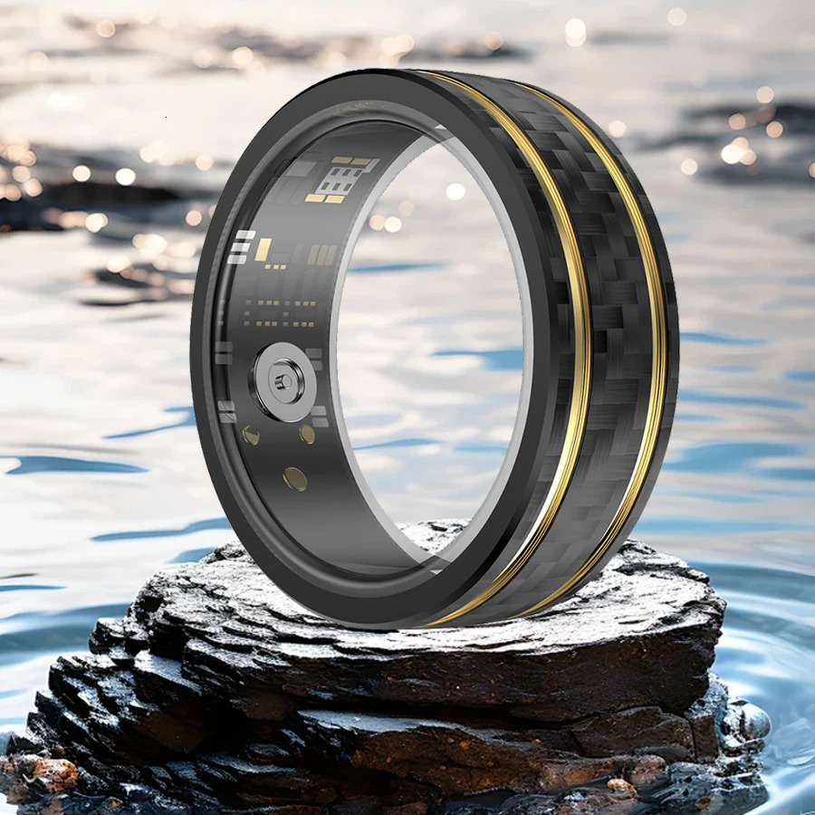 Smart Ring Health Tracker Mens and Womens Health Ring Long Lasting Battery Sleep Ring Black Gold 13# 250526