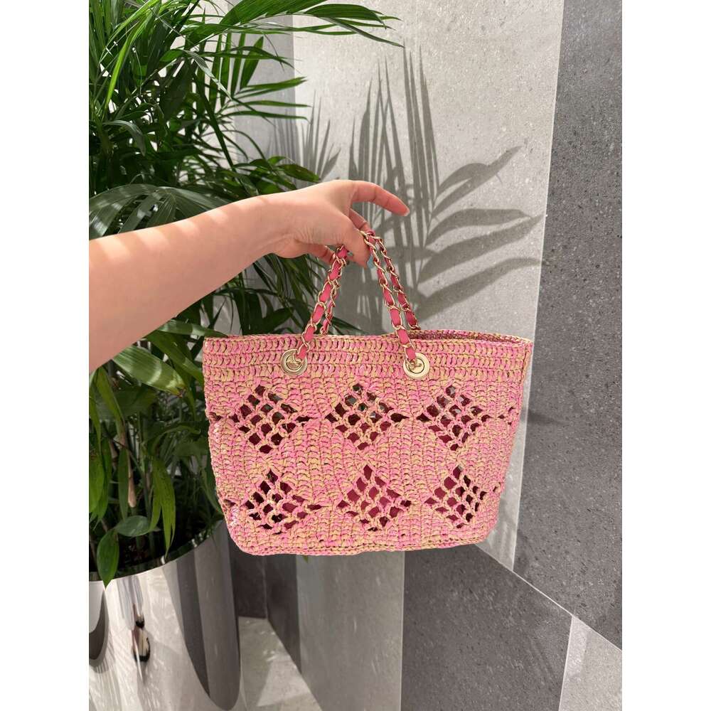 Straw Beach Tote Handheld Woven Hollow Pure Handmade Crochet Raffia Women S Bag With Sheepskin Small Card Holder Crossbody Bag