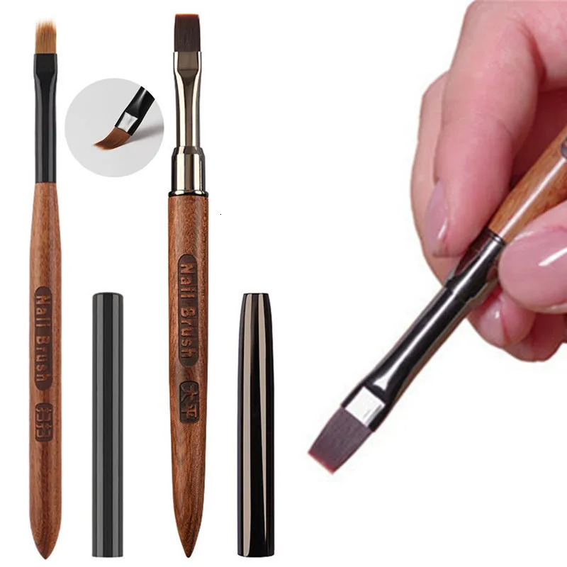 2Pcs Round Wood Handle UV Gel Polish Gradient Color Acrylic Nail Drawing Pen Nail Ombre Brush Nail Art Painting Pen Brush 250528