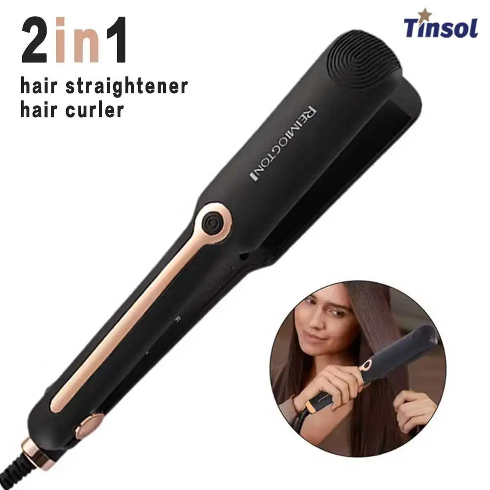 Tinsol 2-in-1 Hair Straightener Curling Iron Ceramic Plate Negative Ion Wide Plate Temperature Adjustable Hair Straightener 250529