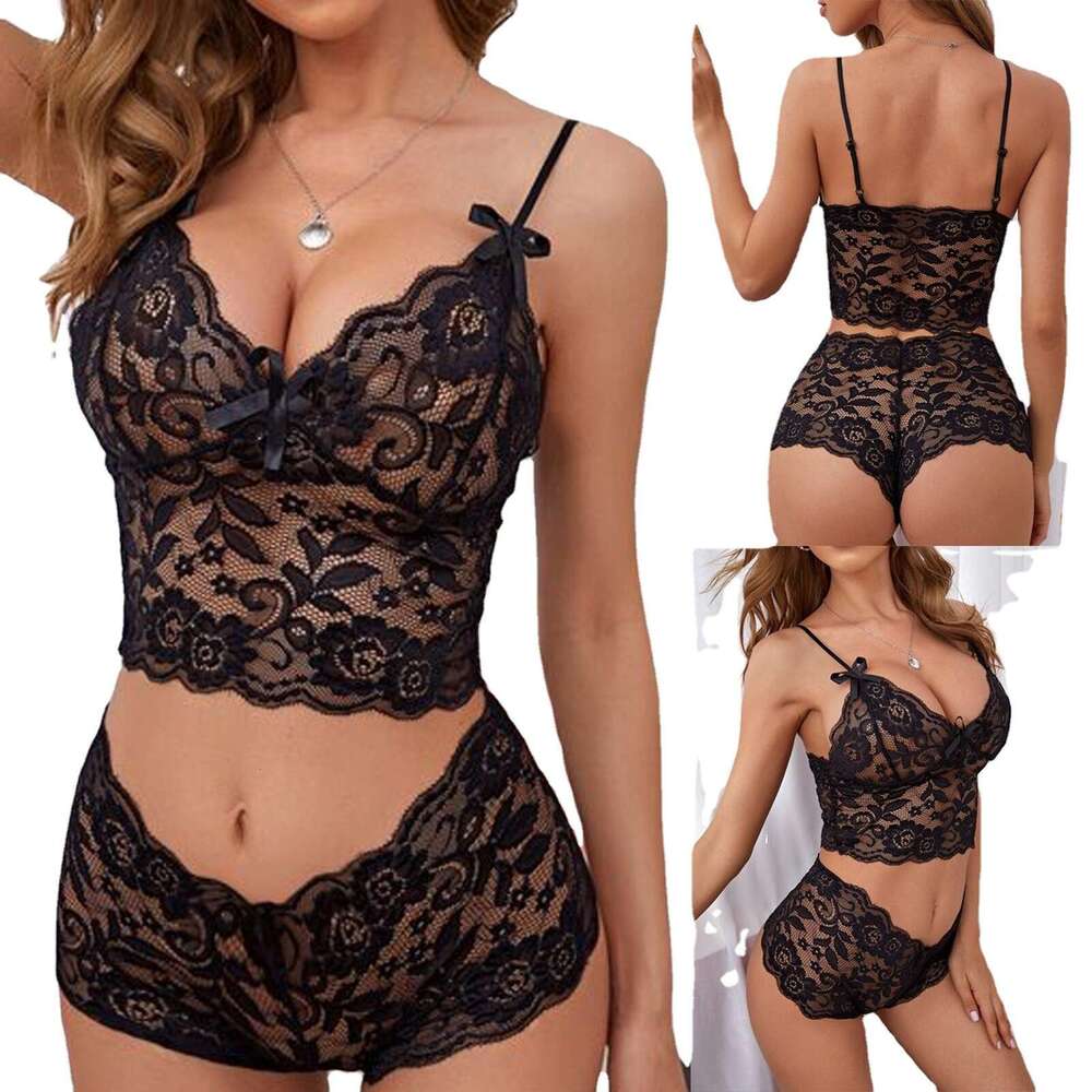 Spell Lingerie Porn Suits Lingerie See Through Lace Strap Adjustable Chest Wrap Three Piece Set Sexy Sexy Lingerie