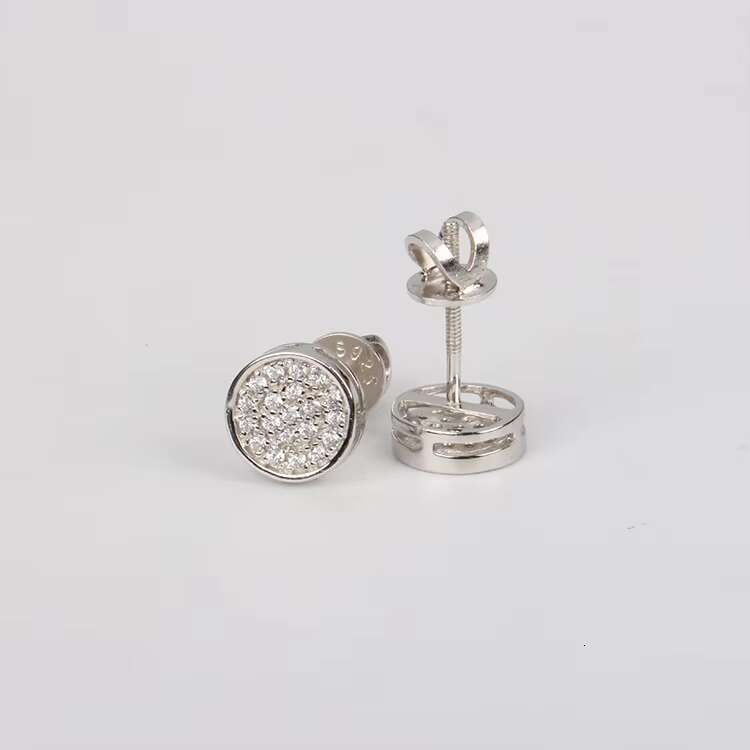 Hot Sale Pass Diamond Tester VVS Round Moissanite Jewelry Stud Earrings Hip Hop Style Screw Back Ear Studs