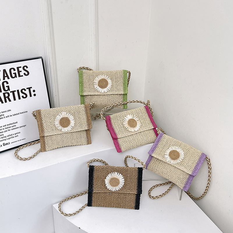 Free Shipping Designer Grass Woven Bag Woven Bag Women's Bag Internet Famous New Sunflower Ethnic Style Fairy Simple Casual Crossbody Bag Handbag