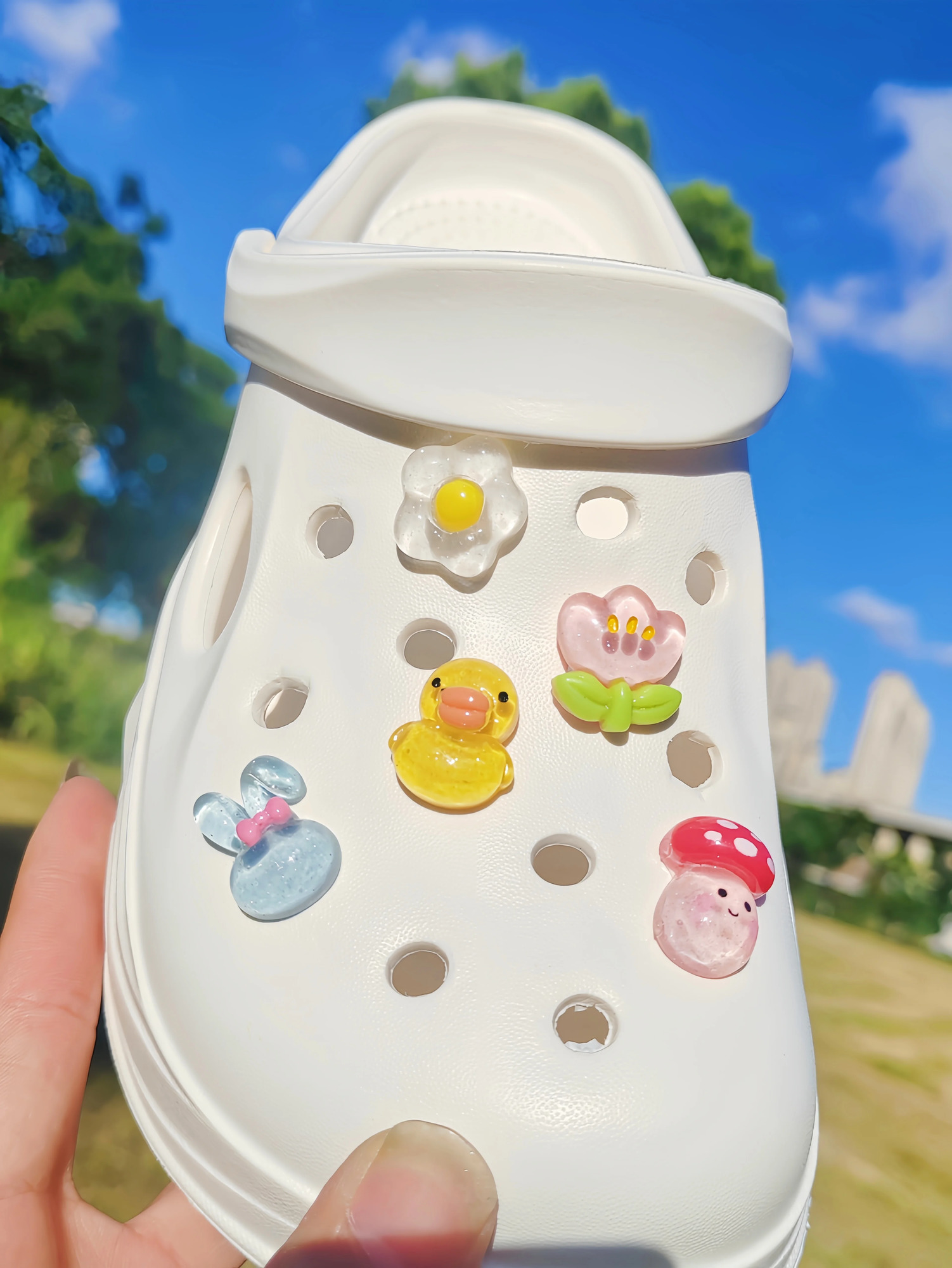 10 piecesset Crystal Duck Garden Shoes Accessories Cutout DIY shoes Floral Womens Sandals Beach remova 250528