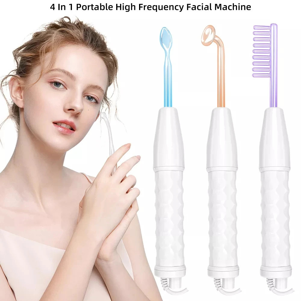 Portable High Frequency Facial Machine Mushroom Tongue Bend Comb Tube Electro Physio -inflammatory Device 250528