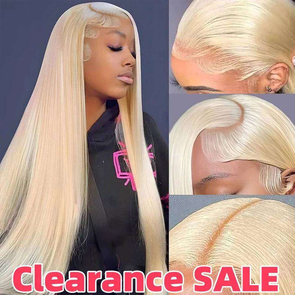 613 Blonde HD Front Brazilian Straight Human Hair For Women Transparent 13x6 Lace Frontal Wigs