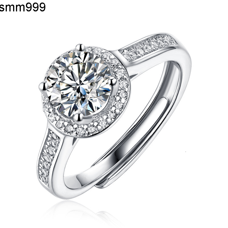 Fashion Jewelry 1 Ct Moissanite Ring Factory Custom Opening Adjustable Sterling Silver 925 Engagement Ring