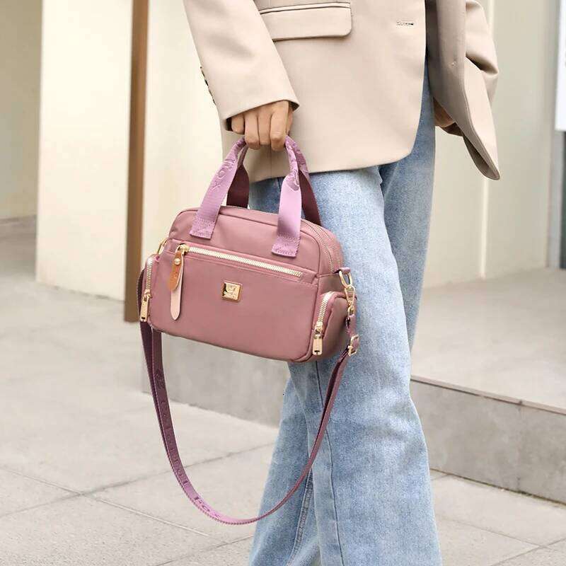 High Quality Fabric Shoulder Pretty Style Gilrs Shopping Messenger Bag Fashion Casual Double Layers Women Handbag