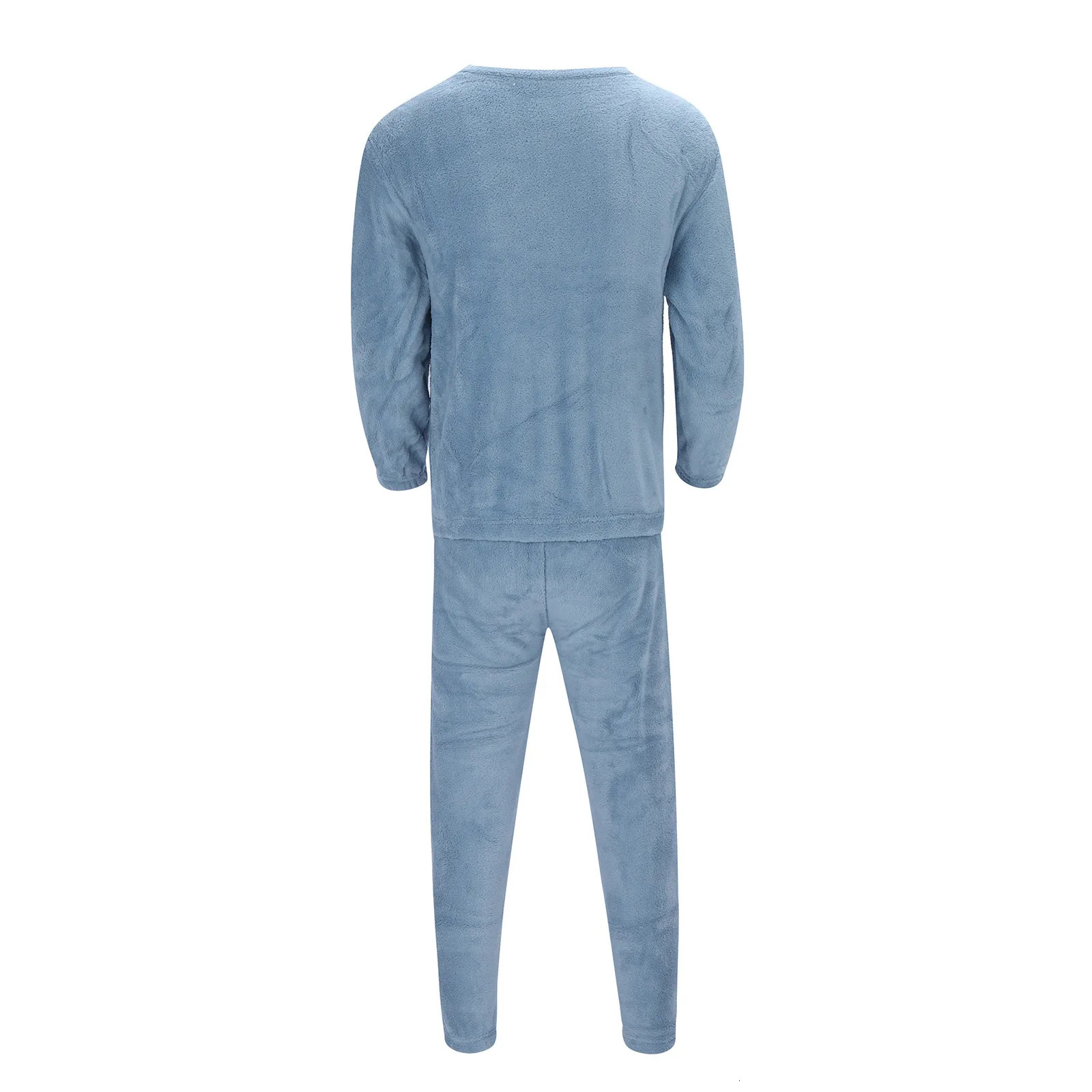 Men Flannel Pajamas Set Winter Warm Loose Homewear Clothes Suits Long Sleeve Sleepwear Nightgown Pijama Hombre 250526