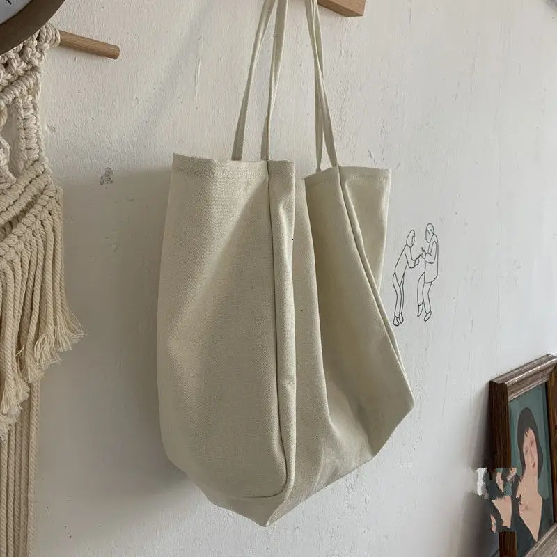 Casual Canvas Shopping Bag High Quality Eco Reusable Grocery Handbag Lightweight Shoulder Bags Large Capacity Daily Tote Pouch 250530