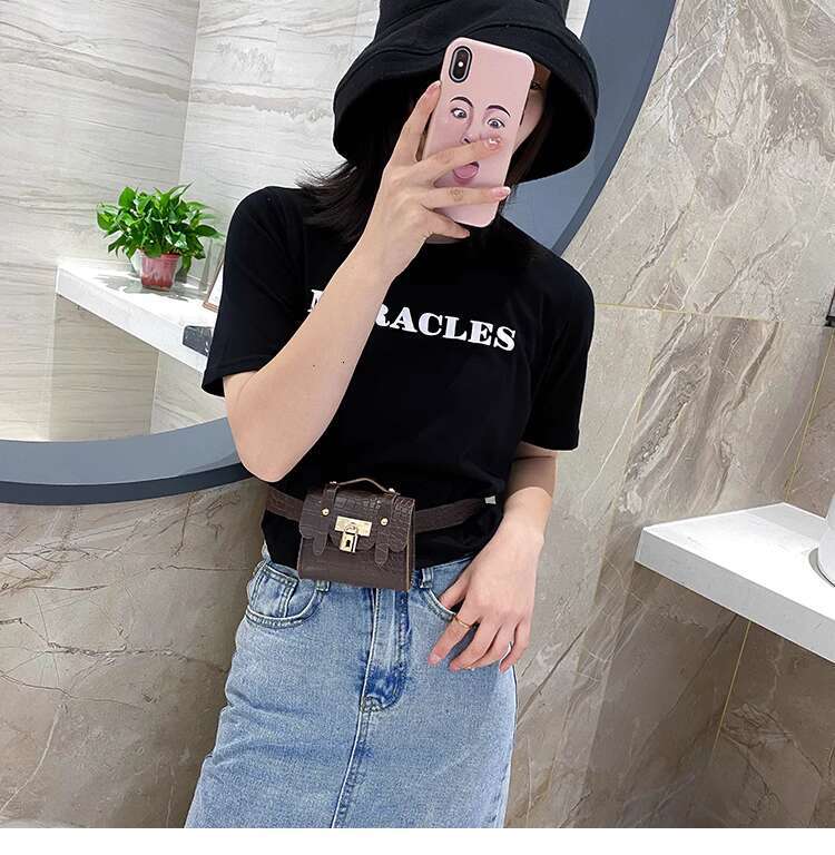 Ins Waist Designer Bag For Women New Crocodile Pattern Belt New Shopping Bag Mini Chain Decorative Belt Free Shipping Bag Crossbody Small Bag Trendy C