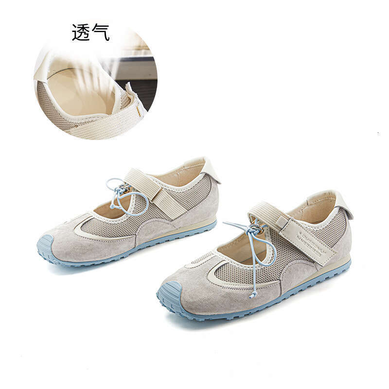 Genuine Leather Mary Jane 2025 Summer New Velcro Casual Single Ballet Style Sports Training Shoes for Women