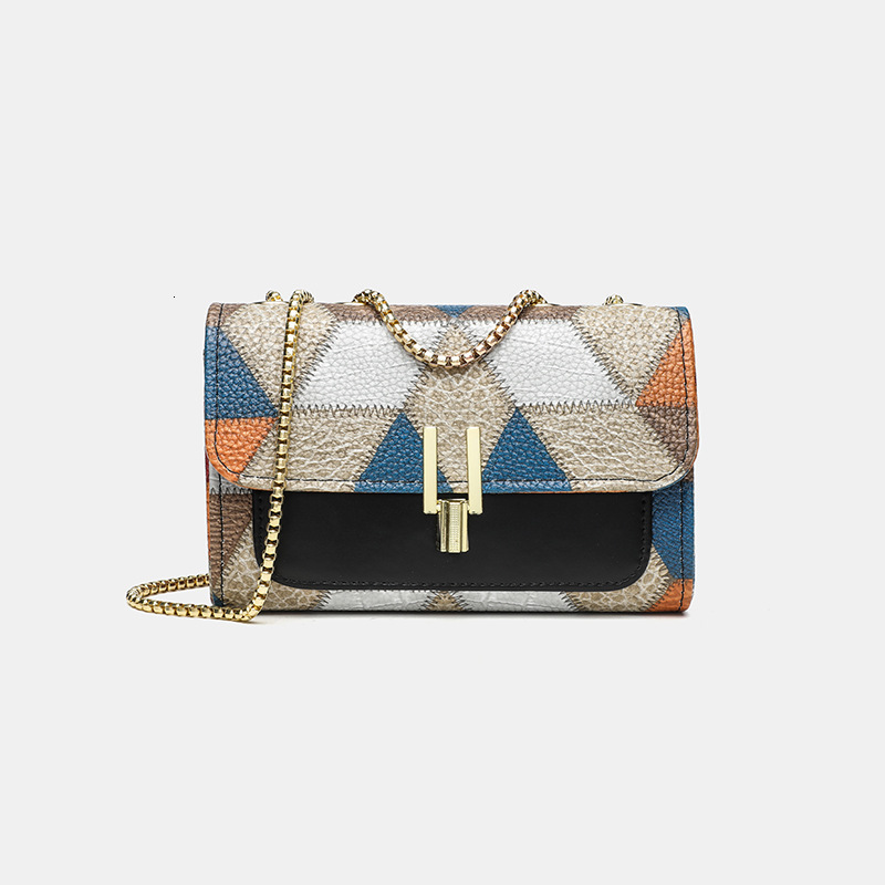 designer High-Quality 2025 New Fashion Autumn Winter Patchwork Color-Block Soft Leather Bag Women's Shoulder Crossbody Handbag Small Square Bag