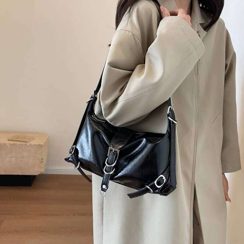 Vintage Fashion Women Shoulder Crossbody Bags Y2k Belt Design Solid Color Underarm Bag 2024 Designer Purses And Handbags