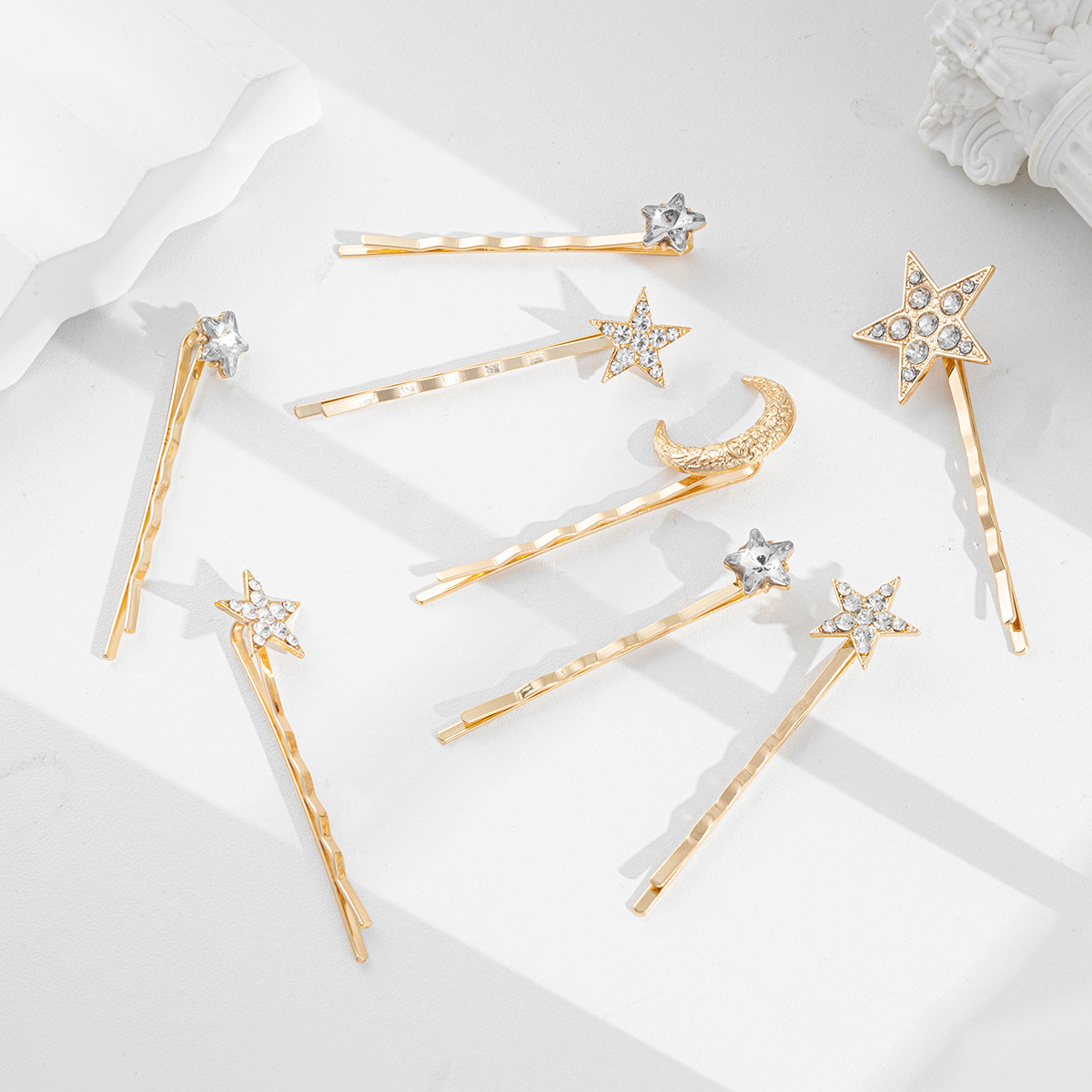 European American Cross Border Versatile Rhinestone Star Moon Hair Clip Set Bridal Party New Year Hair Accessories for Women