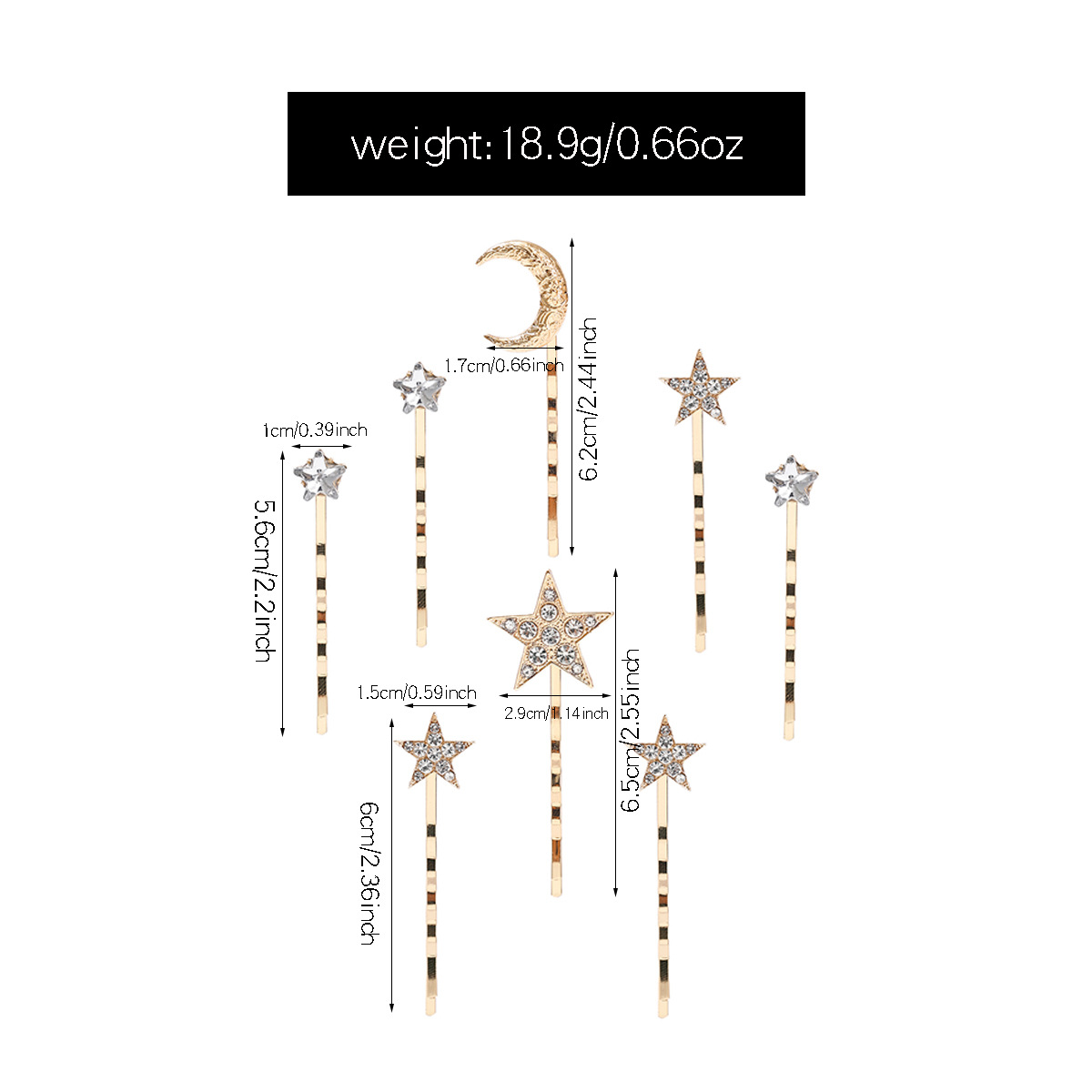 European American Cross Border Versatile Rhinestone Star Moon Hair Clip Set Bridal Party New Year Hair Accessories for Women