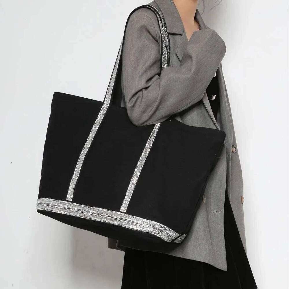 Cross-Border Canva New Casual Versatile Student Women's Simple Shoulder Bag Polyester Lining Zipper Opening