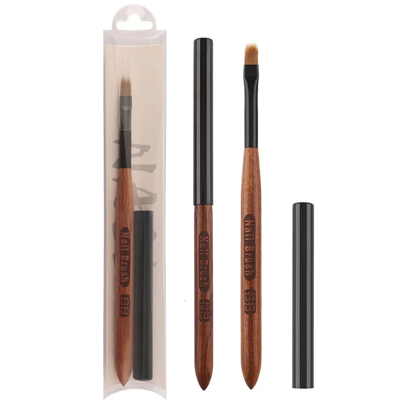 2Pcs Round Wood Handle UV Gel Polish Gradient Color Acrylic Nail Drawing Pen Nail Ombre Brush Nail Art Painting Pen Brush 250528