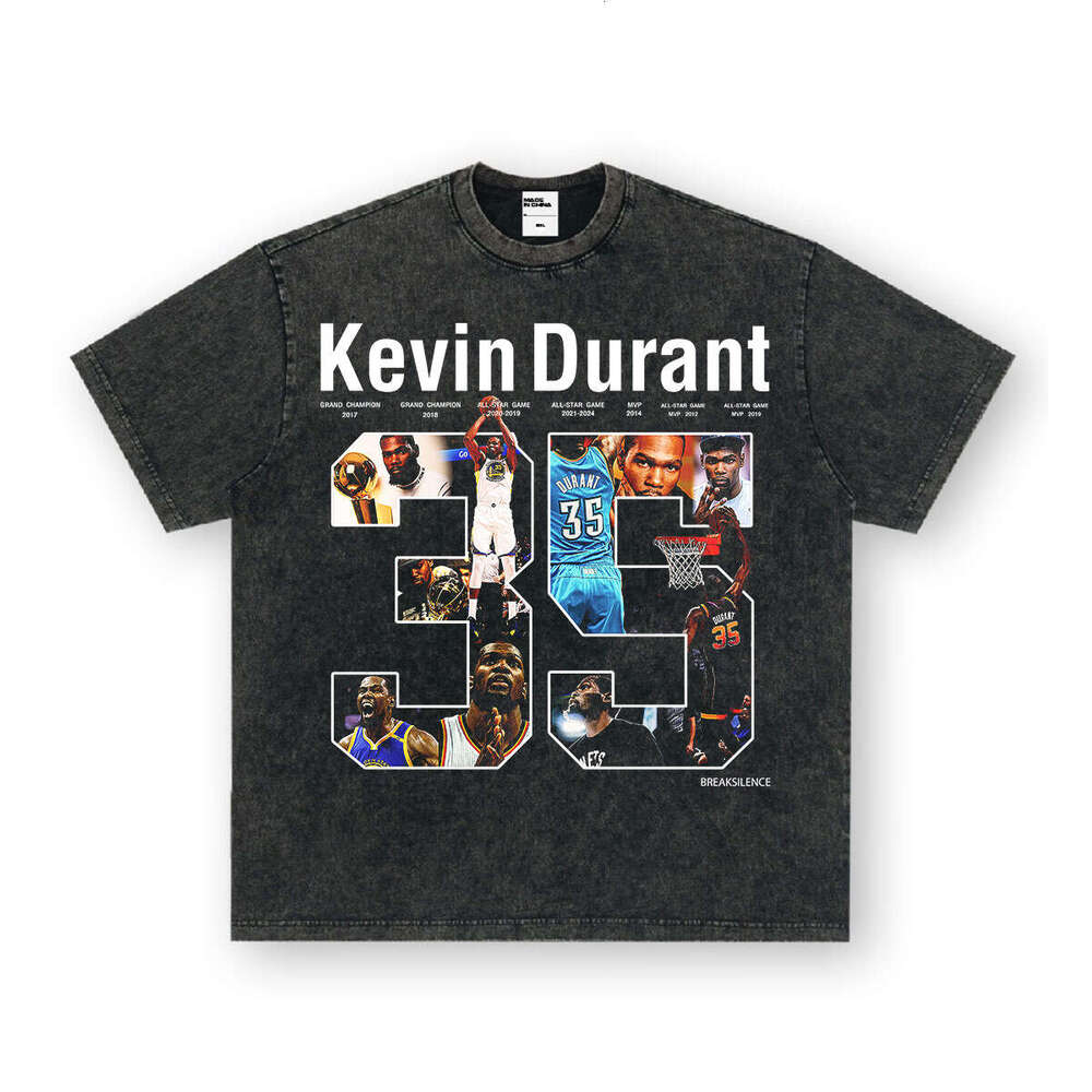 Durant American Street Style Washed Short Long Sleeve T-Shirt Men Pure Cotton Printed Top Trendy