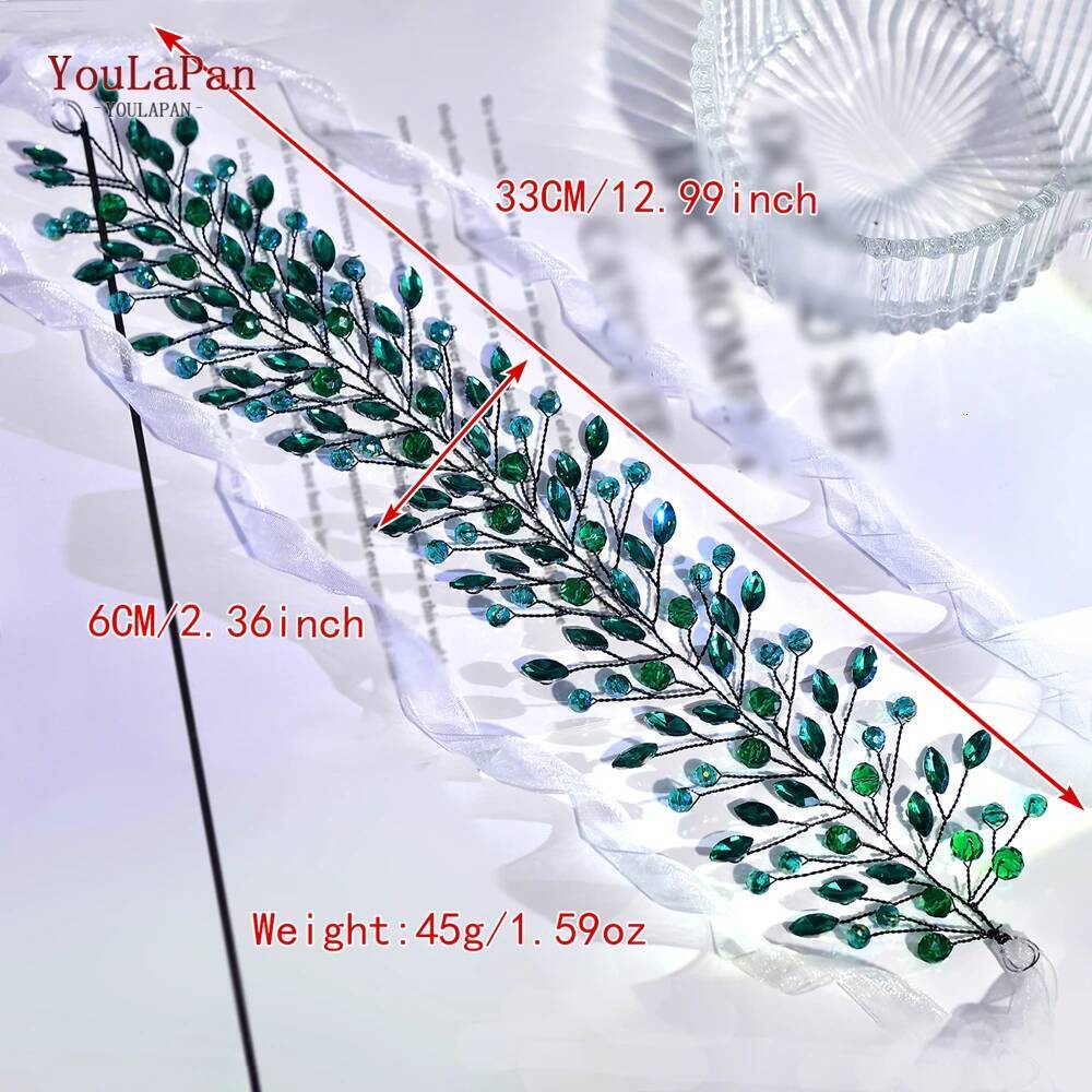 YouLaPan Elegant Bridal Evening Gown Accessories Bridesmaid Belt Green Rhinestone Wedding Dress Waist Decoration SH799