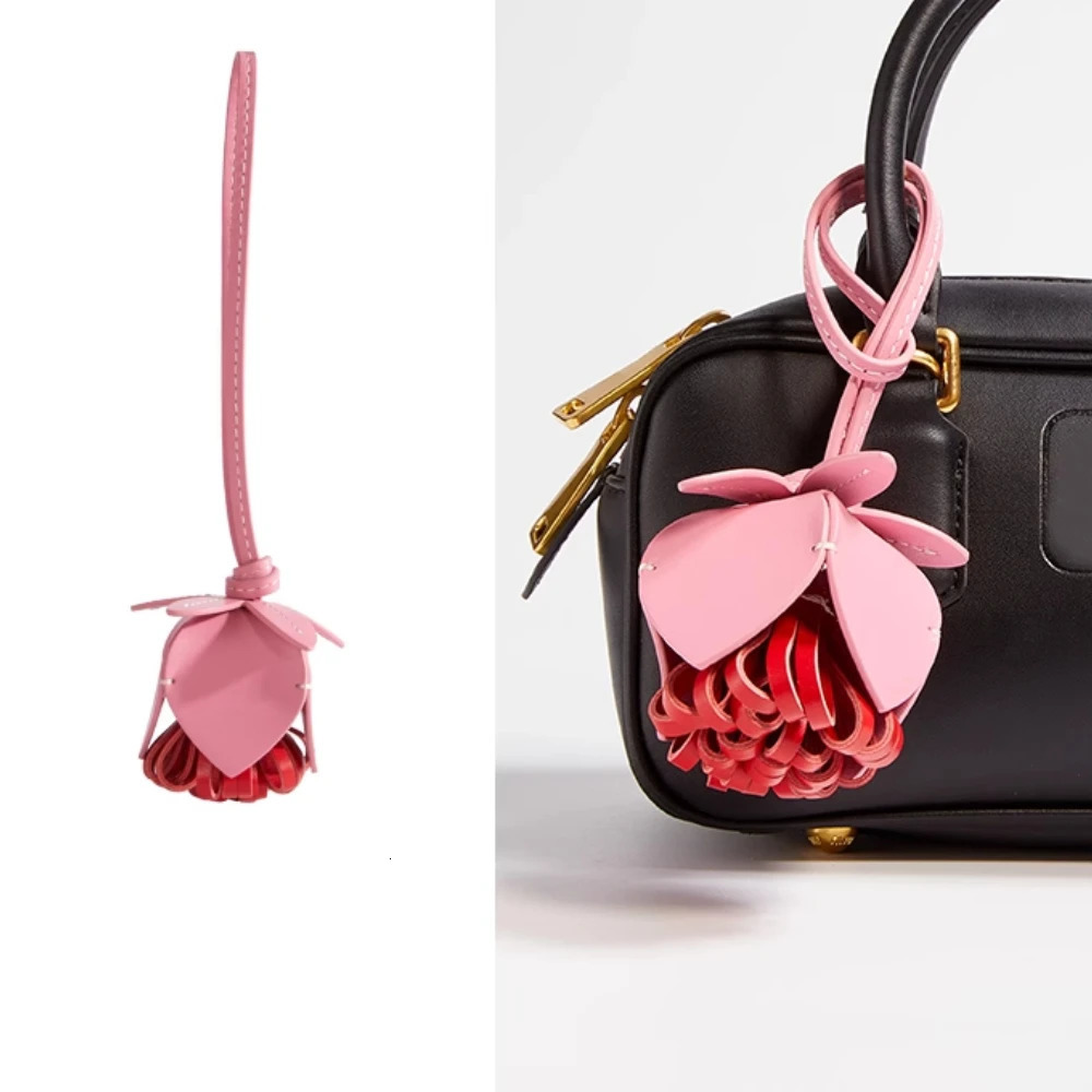 High Quality Flower Shaped Pendant Genuine Leather Rope Metal Accessories Bag Pendant Keychain Hand Rope Gift Home Decoration 250530